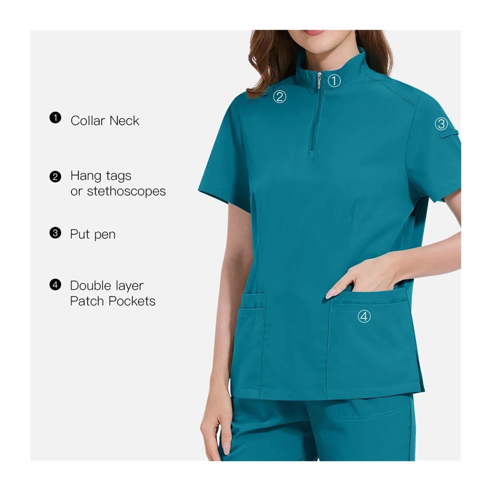 Uniformi e Camici Sanitari Donne Uomini Camici Set Top Pantaloni Clinica Odontoiatrica Salone di Bellezza Abbigliamento da Lavoro Vestiti(Deep Blue,M)