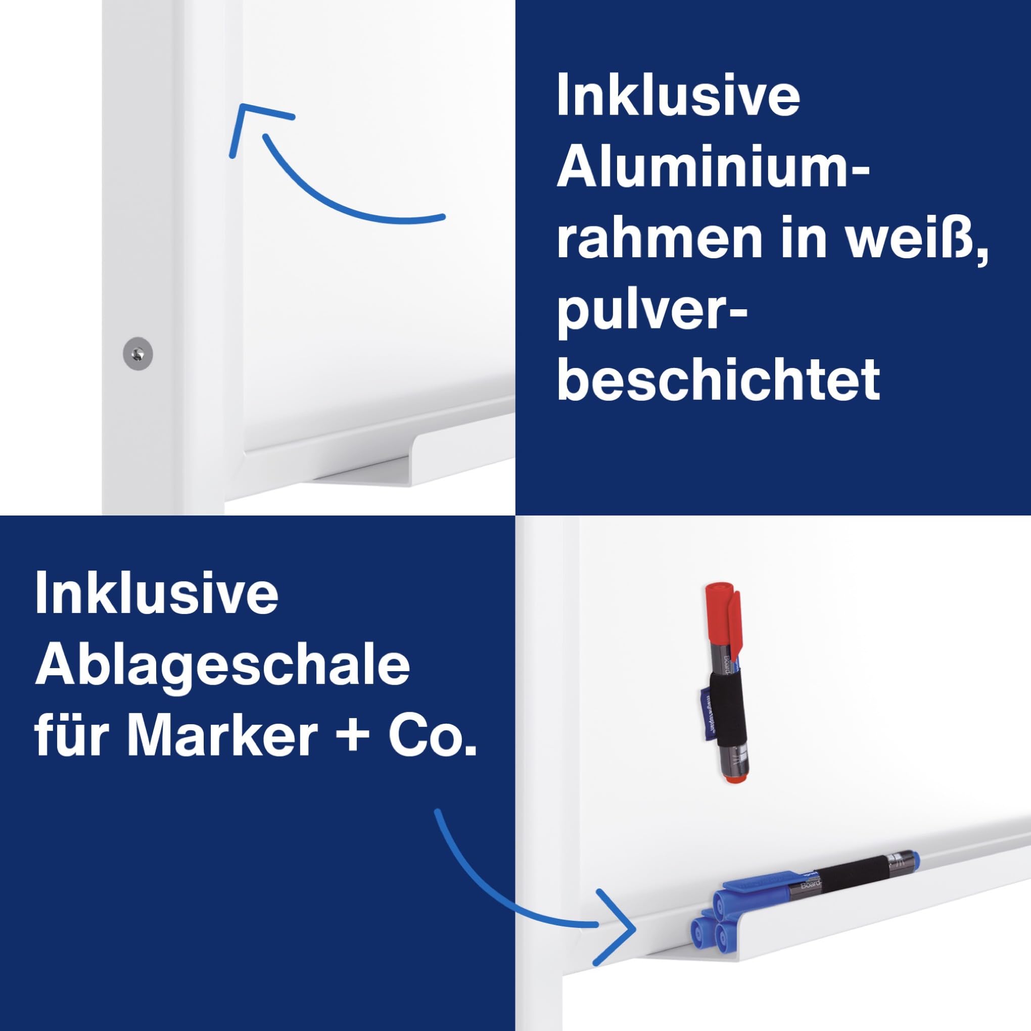 magnetoplan Design-Universalboard, 3in1, Filz grau | Whiteboard + Pinnboard | mobile Moderationswand, Flipchart + Whiteboard | BxH 750x1200mm | Für Agiles Arbeiten | Aluminium Standfüße + Rollen