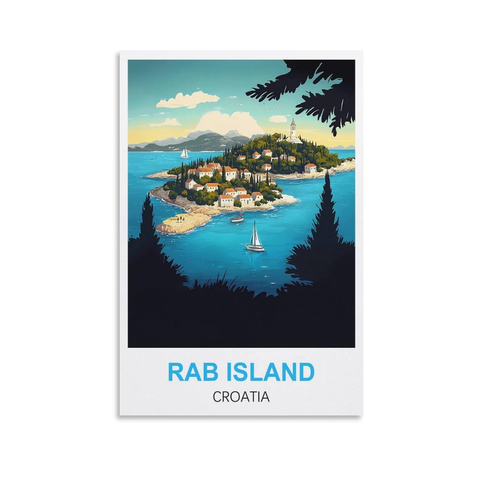 EZMLFA 5D Diamond Painting Kits for Adults,Rab Island Croatia,Diamond Painting,Landscape Gem Art Kits Adult and Crafts Home Decor 30x40cm