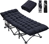 Sportneer Heavy Duty Camping Cot for Adults: 450lbs Capacity, 1200D Oxford Fabric, Mattress Pad & Dual Side Pockets - Easy Setup Foldable Bed