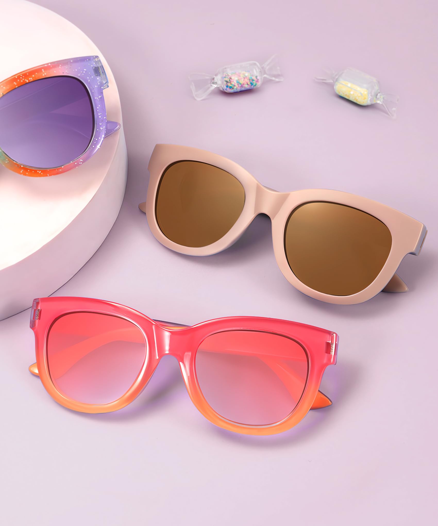 NSSIW Lentes de sol polarizados para niños y niñas: lentes de sol para niños pequeños con protección UV para niños y jóvenes, paquete de 3 a 12 años