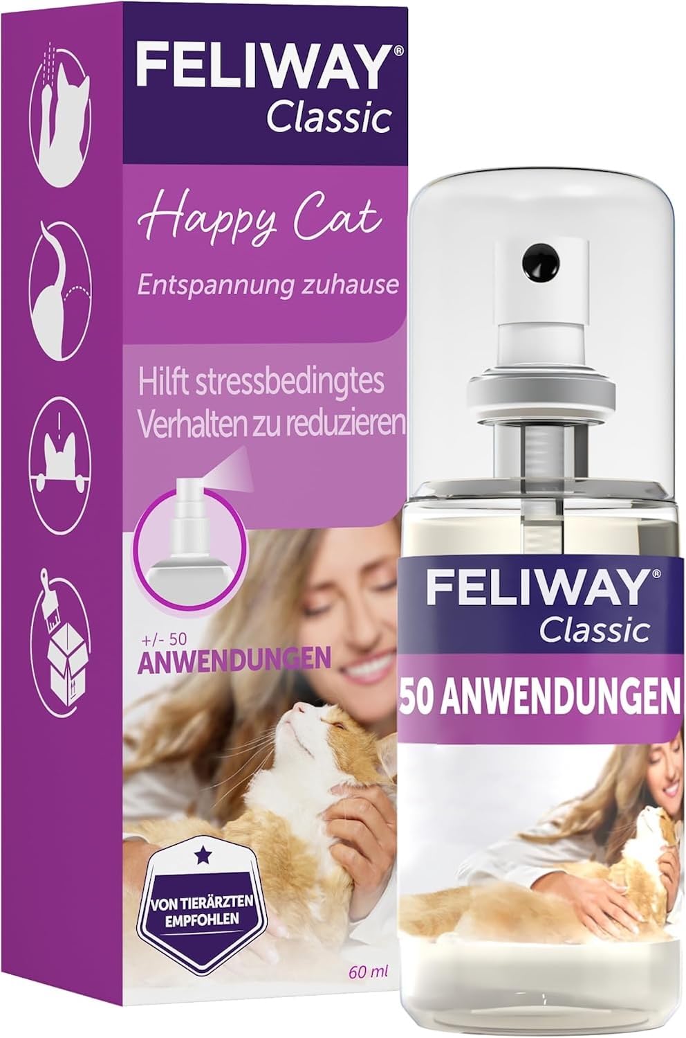 FELIWAY Classic | Pheromone für Katzen | Verdampfer für die Steckdose inkl. 48ml Flakon + 60ml Spray | gegen Stress, für mehr Harmonie | von Tierärzten empfohlen, klinisch getestet