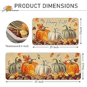 Happy Fall Pumpkin Patch Kitchen Rugs Set of 2, Autumn Maple Leaves Kitchen Mats Decor, Thanksgiving Farmhouse Floor Door Mat Home Decorations - 17x29 and 17x47 Inch Happy Fall Pumpkin Patch Kitchen Rugs Set of 2 Autumn Maple Leaves Kitchen Mats Decor Thanksgiving Farmhouse Floor Door Mat Home Decorations 17×29 and 17×47 Inch
