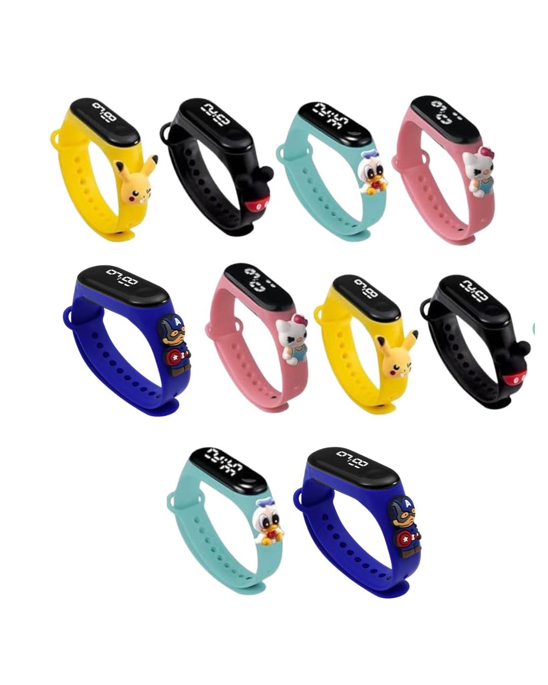 ZOVUTA Led Watch Return Gifts for Kids-Waterproof Digital Wrist Watches for Baby Boys and Girls | Best Birthday Return Gifts for Kids | Return Gift Watch in Bulk | Age- 7 to 14 Years (Multicolour) (Pack of 10)