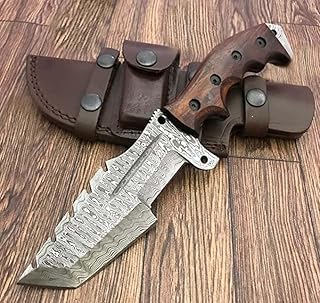 TR-1168 Custom Handmade Damascus Steel 10 Inches Tracker Knife - Perfect Grip walnut wood Handle (TR-987) (TR-2195) - Poshland