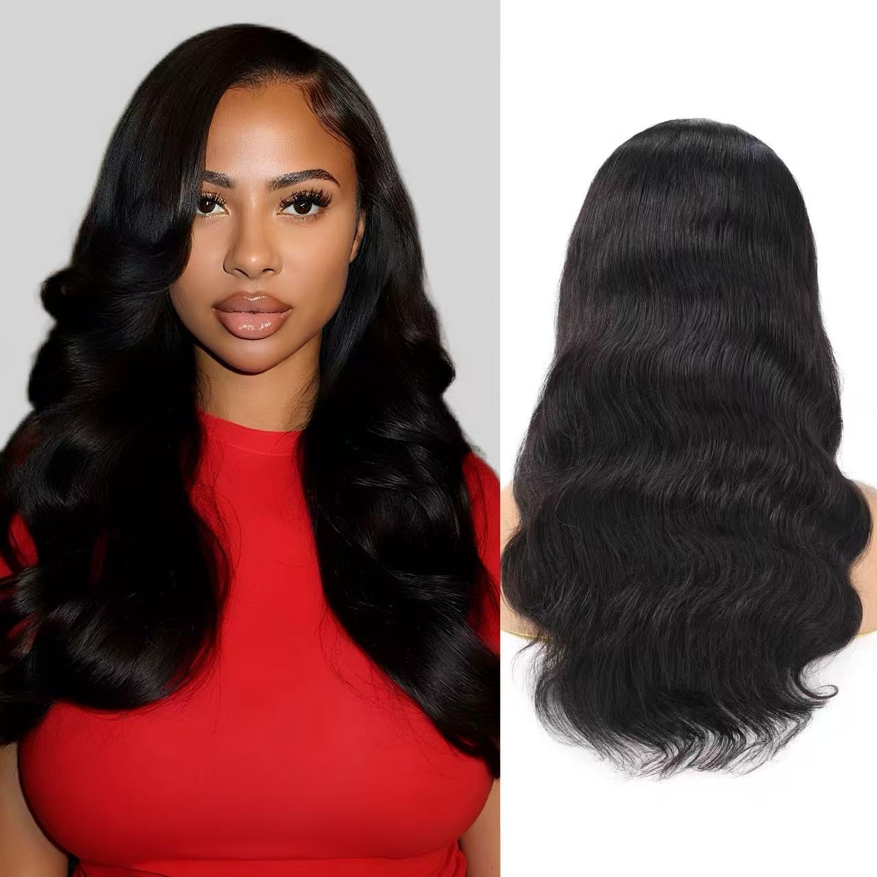 Half Wig Body Wave Human Hair 3 in 1 Glueless Wear 200% Density For Women Seamless Flip Over Drawstring Headband Wig Beginner Friendly 16inch