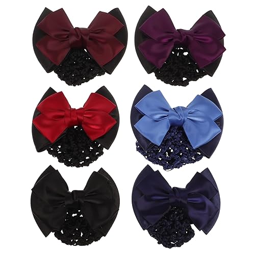 Miniatura 1 de FRCOLOR Juego de pinzas de malla para el cabello, 6 piezas, lazo para la cabeza, redecillas elásticas para moño elegante tocado