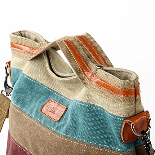 Sac à main toile et porte-documents rayé pour femme style coréen - 2