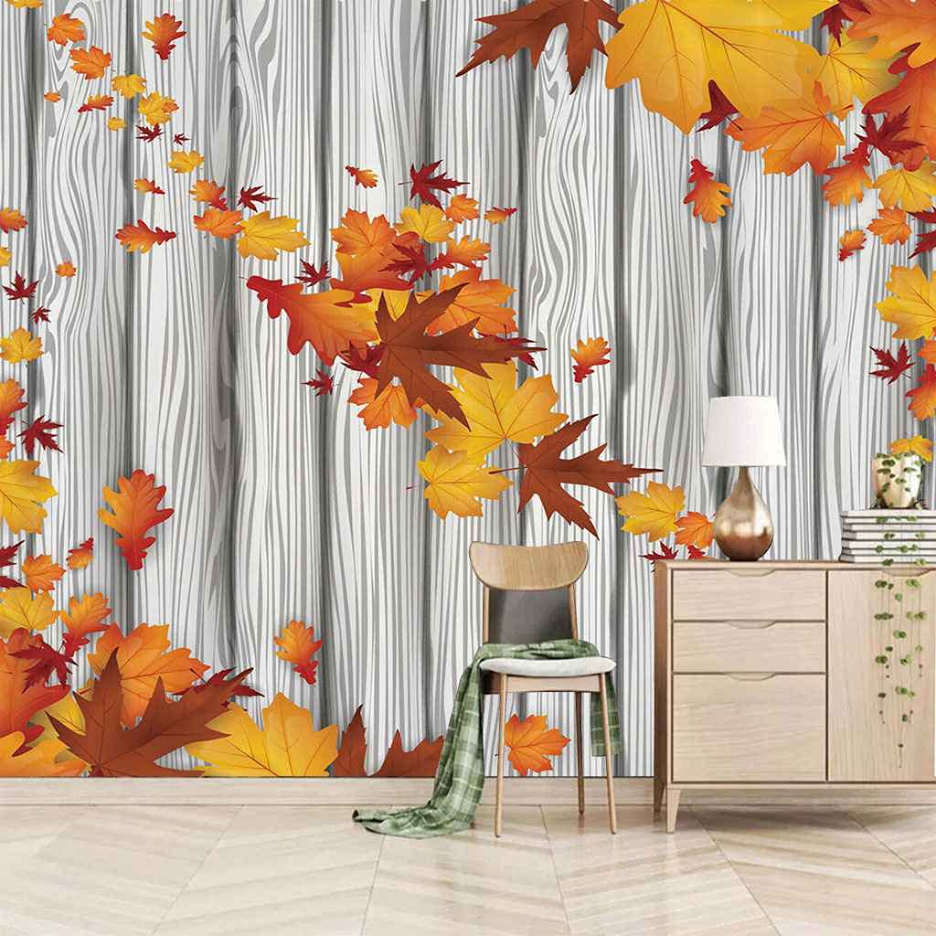 Papier peint toile feuille d'érable dorée 200x140 cm pour une décoration murale grand format