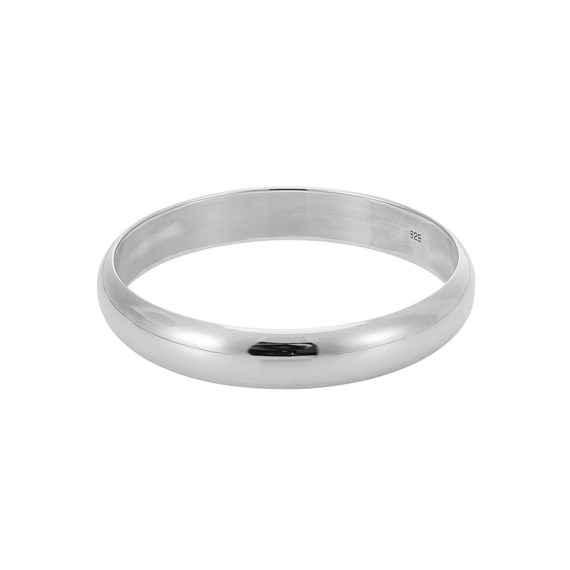 Silverly Brazalete Redondo Ancho de Plata de Ley 925 con Tubo Plano Curvo | Pulsera Clásica Sencilla de Plata para Mujer | Pulseras Anchas Apilables para Mujer | Regalos para Esposa, Mamá y Tía