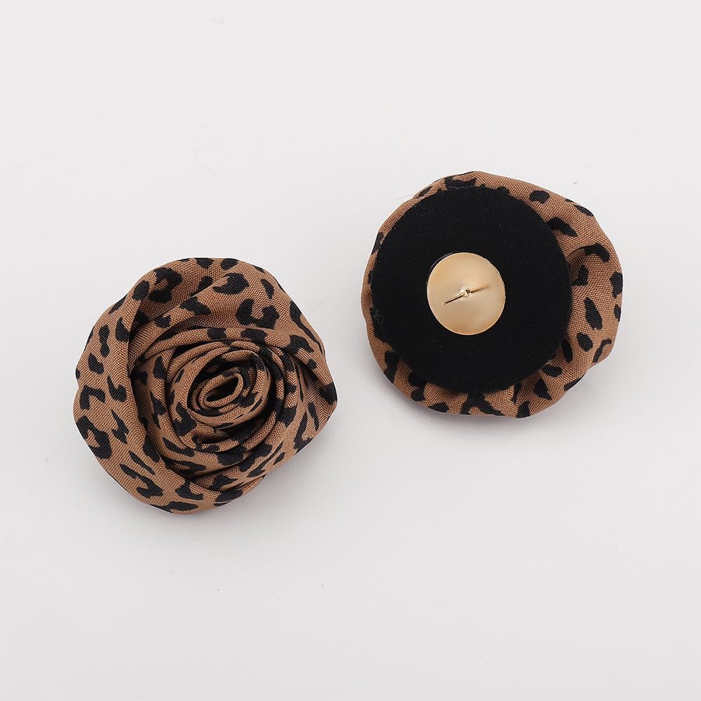 Boho Chunky Leopard Dangle Drop Earrings Brown Large Flower Cheetah Print Earrings Dainty Lightweight Statement Fashion Jewelry - Image 5