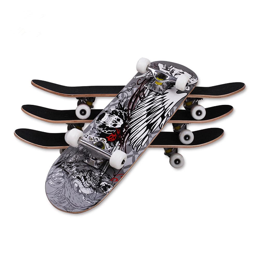 Skate Skateboard 80x20 cm 7 Capas de Madera de Arce con Rodamientos ABEC-7 Skateboard Niña Monopatin Niños Skate Completo Adecuado para Principiantes Adulto Longboard