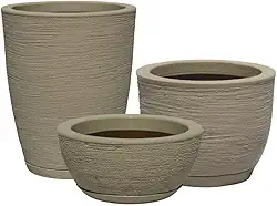 kit 3 Vasos Decorativo de Planta em Polietileno Jardim Casa Sala n1, n2 e n3 (Bege)