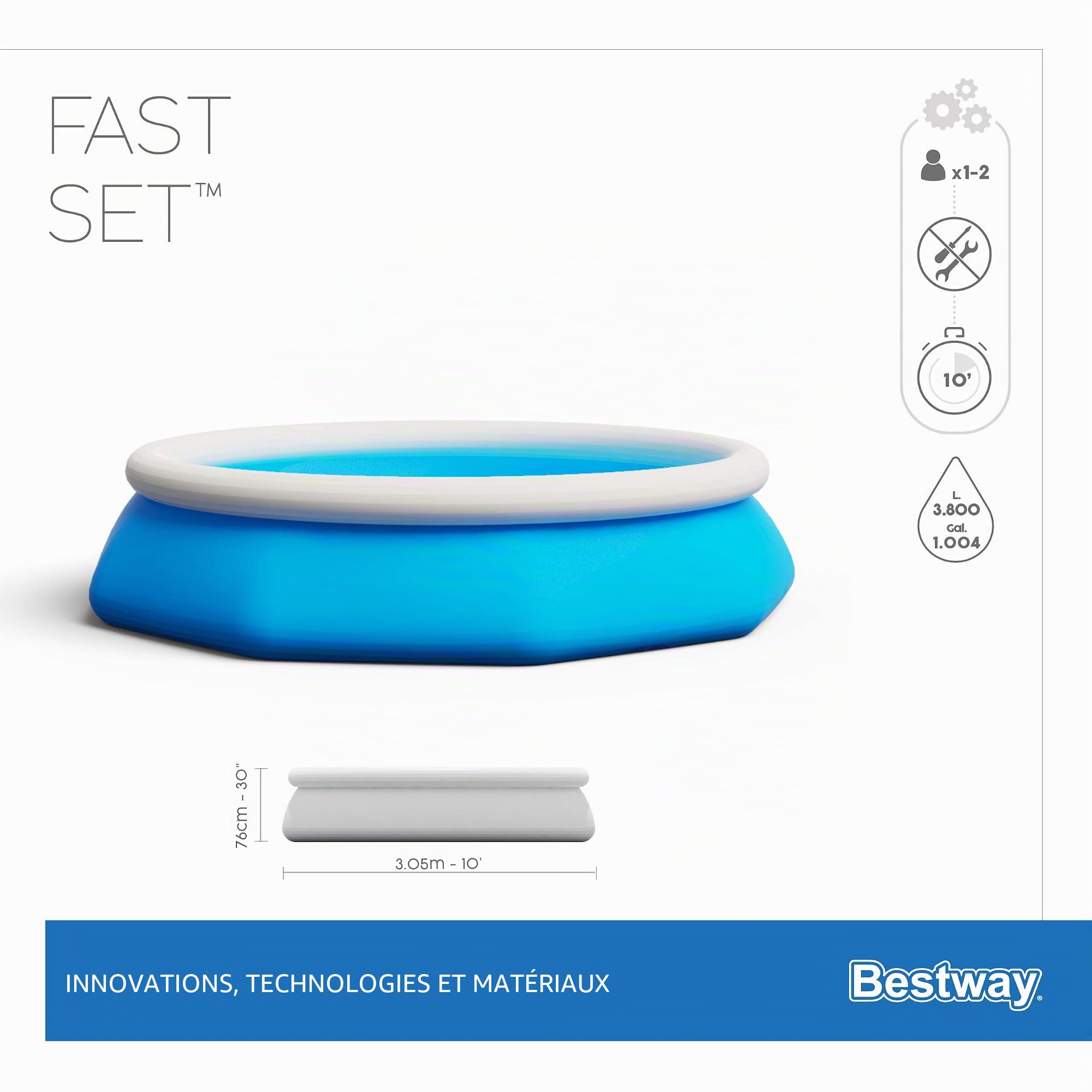 Bestway Piscine - 305 x 76 cm - Bleu 57270