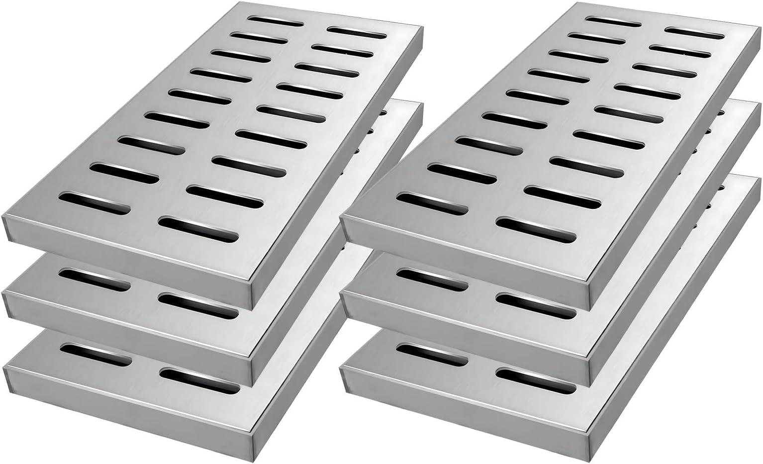 Metal Trench Cover Heavy Duty Outdoor Drain Grate Cover, 304 Stainless Steel Trench Drain System for Driveway Garage(6PCS,11.81x23.62x1.18in)