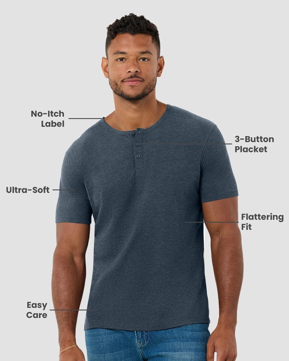 INTO THE AM Henley Shirts for Men - Premium Casual Short Sleeve Fitted Modern Fit T-Shirt S - 4XL
