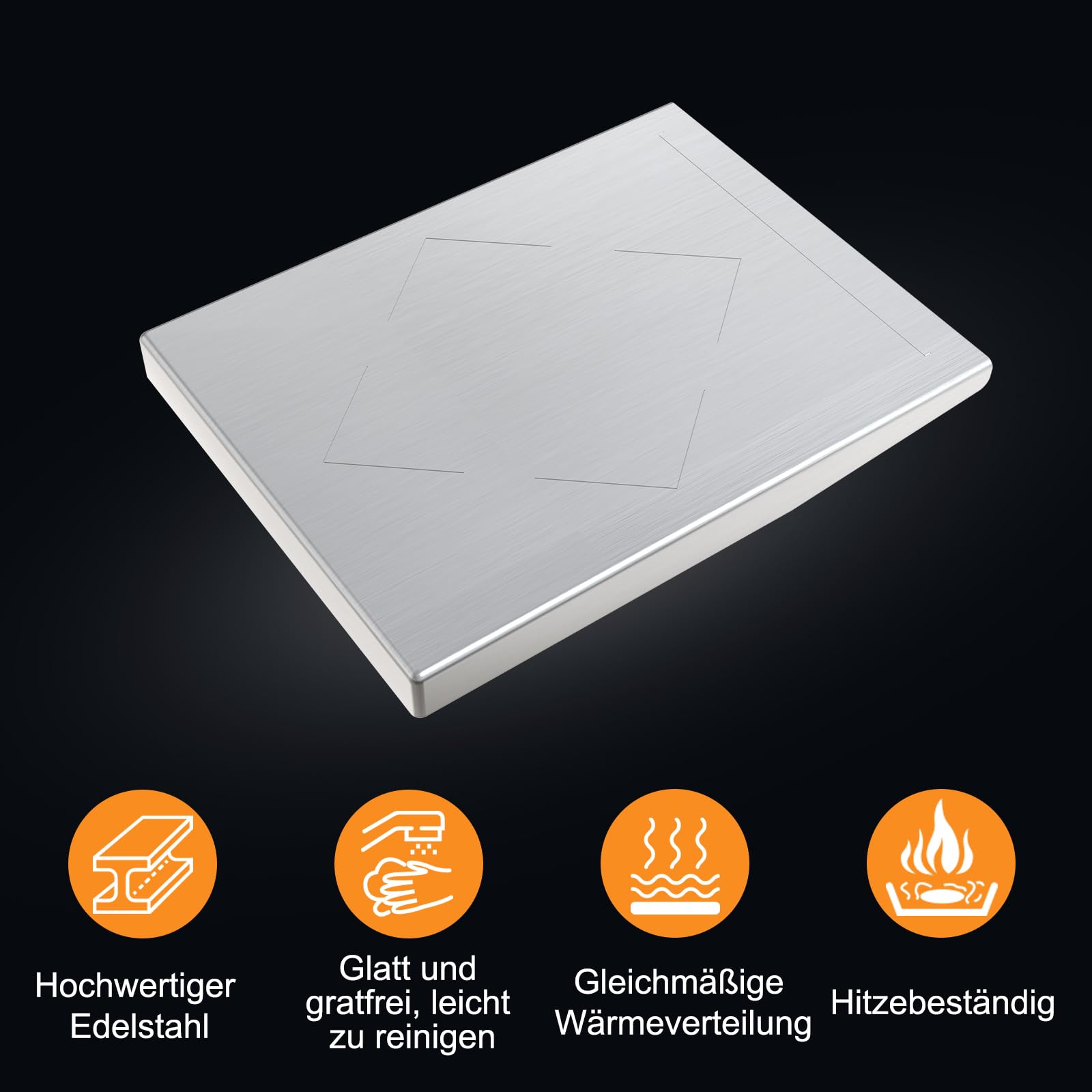 Plaque de cuisson universelle en acier inoxydable - 27 x 20 cm - Convient pour barbecue à gaz Weber et barbecue au charbon de bois - Rectangulaire