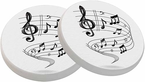 oFloral Juego de 2 posavasos con notas musicales para líneas de bebidas, melodía, simples y creativas, para decoración del hogar, juego de 2, 4