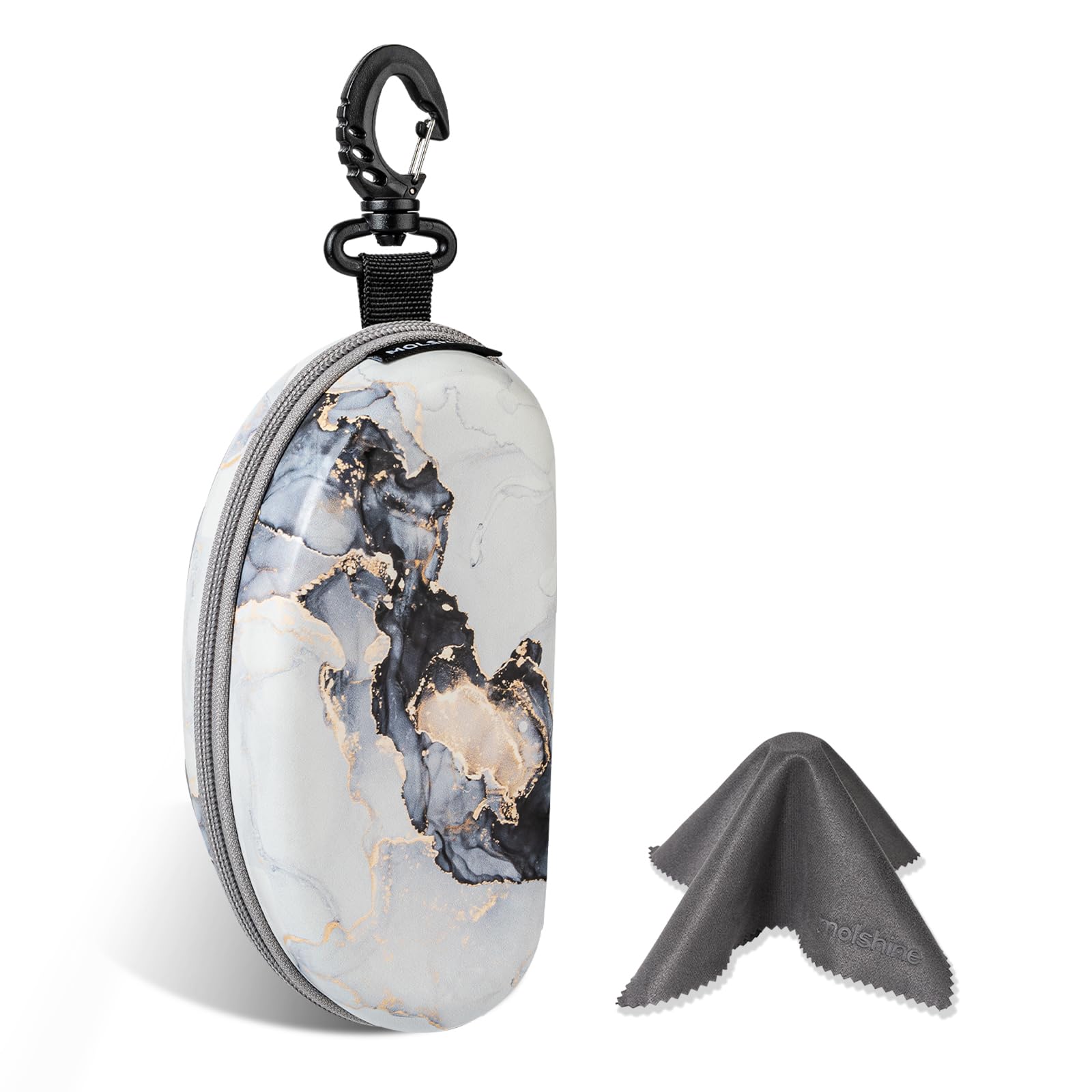 molshineEstuche de anteojos de sol de gran tamaño, caja de anteojos grande, bolsa de anteojos de buceo con cremallera con gancho para mujeres, hombres, viajes, deportes al aire libre