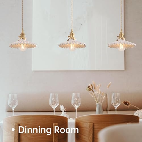 Miniatura 132 de Lámpara colgante con pantalla de cristal ámbar Scindapsus de cristal, lámpara colgante vintage de latón, luz colgante ajustable para cocina, isla