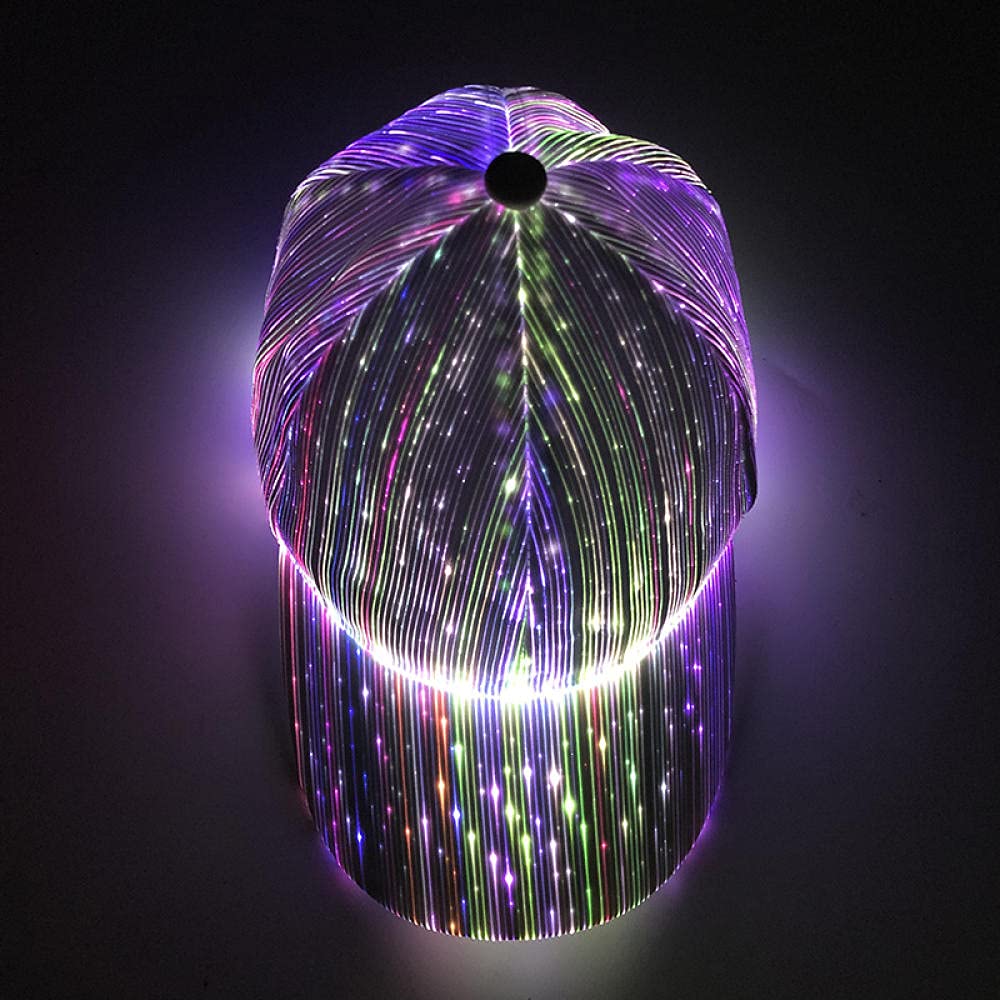 Berretto con Visiera Baseball Beretto Cappello Baseball Hat Cappellino Luminoso in Fibra Ottica A LED Berretto da Baseball Hip Hop Hip Hop Berretto da Baseball-Bianco_Codice