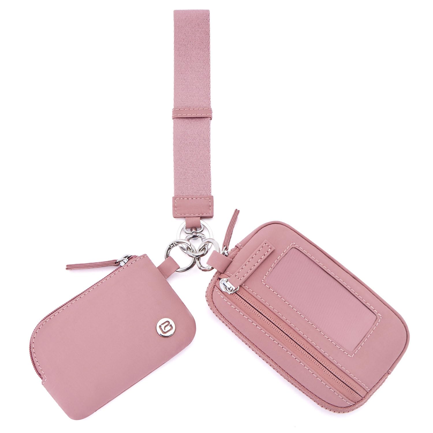 POIUGOYA Nylon Wristlet Wallets, Dual Pouch Keychain Wristlet Wallet, RFID Small Wallet With Coin Pouch,ID Window For Travel