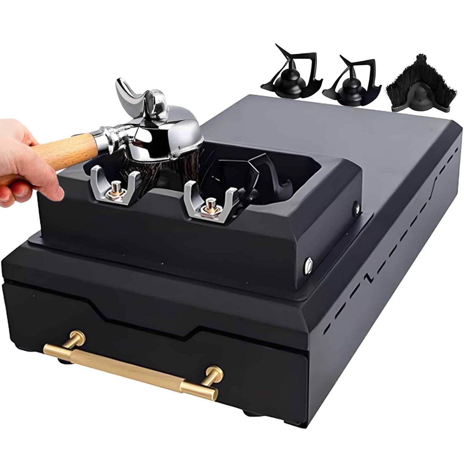 Nettoyeur de Porte-filtres électrique 1500 W - Machine Automatique de Nettoyage du Marc de café, Aspiration des galettes d'espresso à 300 TR/Min, pour Porte-filtres de 58 mm