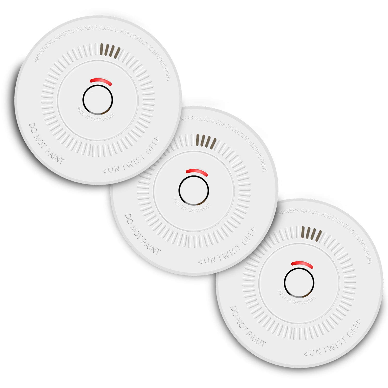 3 Pack Smoke Detector, Portable Fire Alarms Smoke Alarms Battery Operated, Red LED Indicate Alarm, Silence Button,Easy to ...