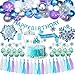 Produktbild Tacobear Frozen ELSA Geburtstagsdeko Mädchen Blau Party Deko Ballongirlande Cupcake Topper Geburtstagsbanner Quaste Girlande Tiara Zauberstab für Kinder Mädchen Eiskönigin ELSA Kindergeburtstag Deko