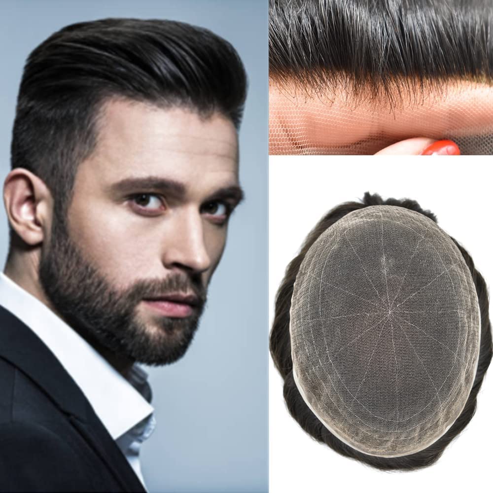 Toupee Men Full Lace Virgin Human Hair Replacement System Men Toupee Swiss Lace