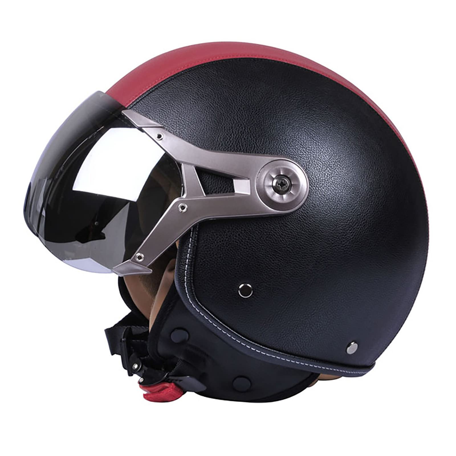 JATIBOSH Medio Casco Retro Tratamiento De Fortalecimiento, Antiarañazos Motocicleta Casco, Lentes Chapadas En Plata Clara De Primera Calidad Jet Ciclomotor Abierto Cascos, Certificación ECE