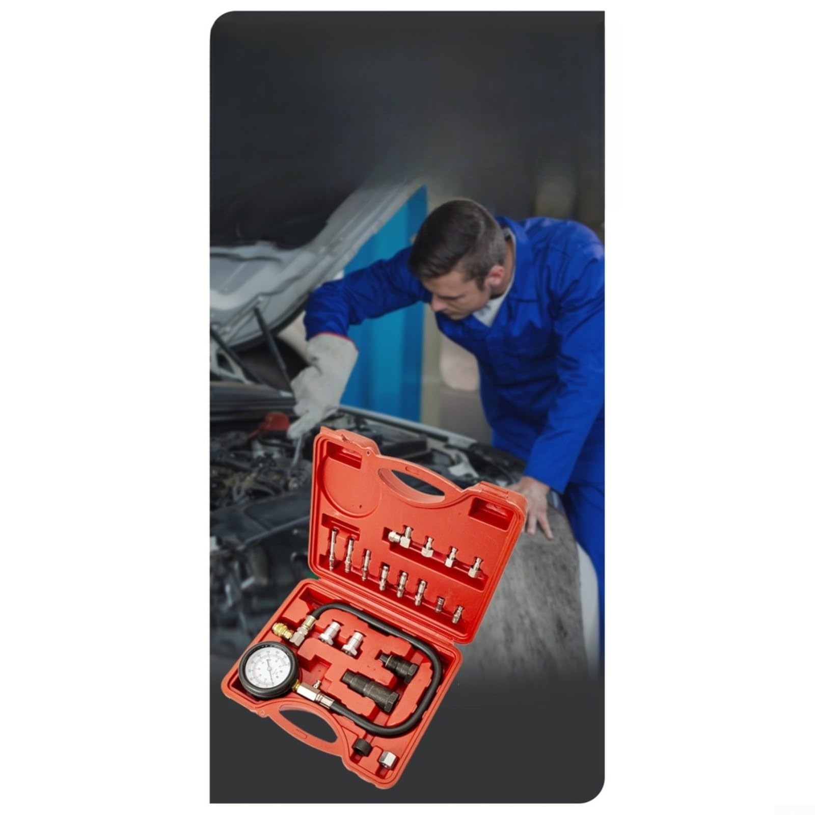 Misuratore di pressione del carburante, tester di pressione del cilindro 0-140 PSI per veicoli a benzina diesel, strumento diagnostico portatile per auto, SUV, camion, macchine agricole