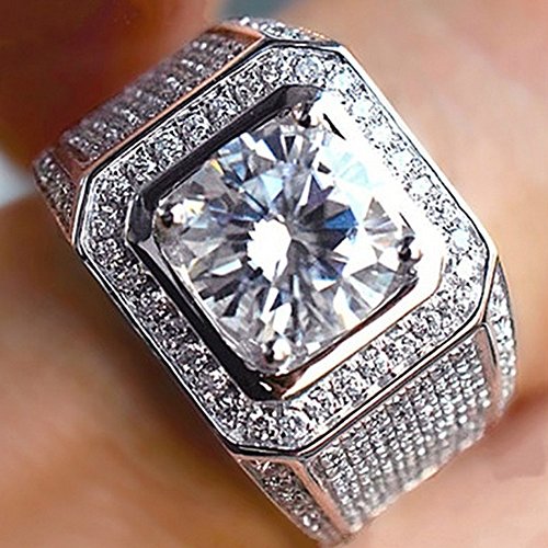 Lresjjiuj WENS-040002 925 Silver Cuble Zirzon Diamond Engagement Band Fo Men Charming Crystal Rings thumb #5