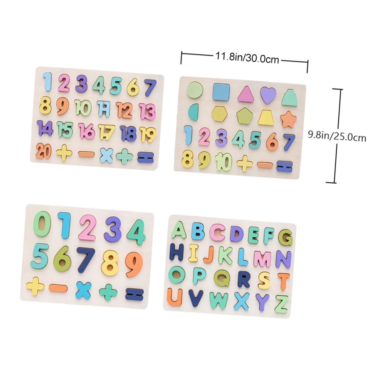 Puzzle Educativo in Legno 4 Pezzi Lettere e Numeri, Back To School Party | Colori Vivaci, Facile da Usare, Bordi Sicuri, per Educazione Precoce dei Ragazzo Ragazza
