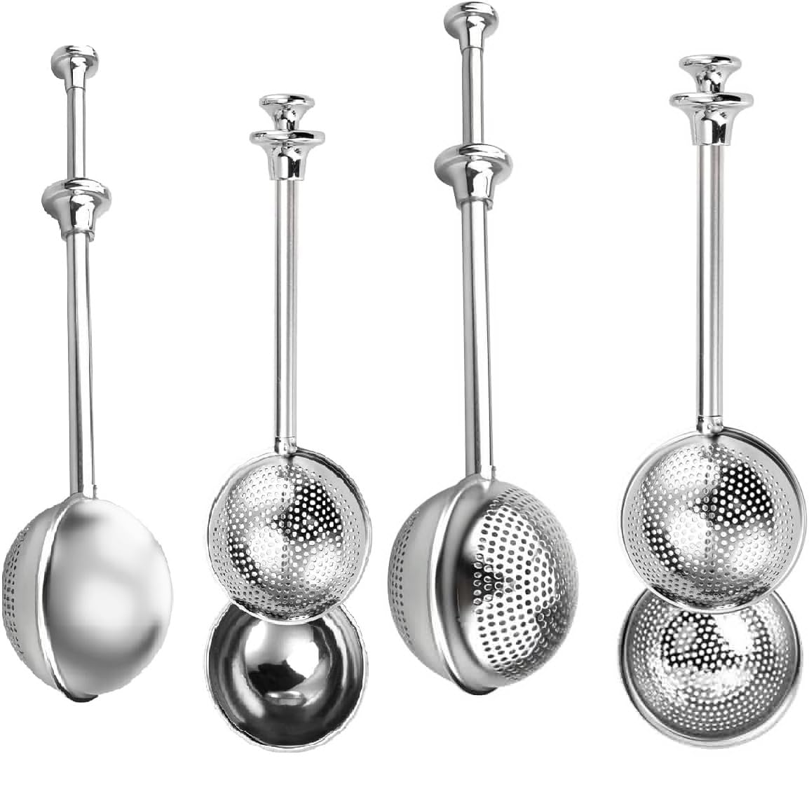 Teesieb aus Edelstahl – wiederverwendbarer Tee-Intervall-Diffusor mit feinem Netz, hochwertige Teesiebe und Filter mit Griff for Tasse und Teekanne (volles Netz * 2)(Full*2+half*2)