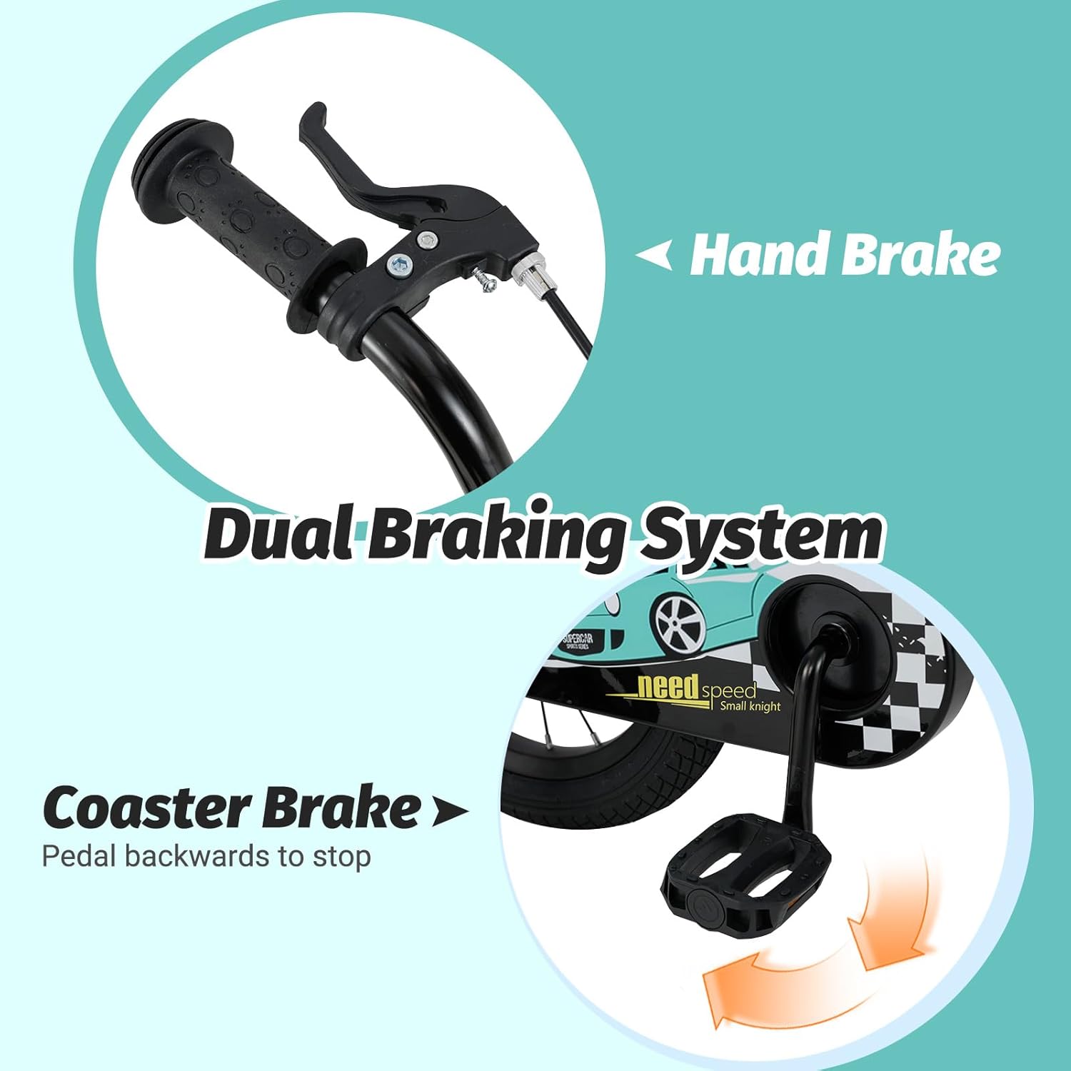 Olakids Kids Bike, 12 14 16 18 Inch Racing Car Themed Toddlers Bike with Training Wheels Adjustable Seat and Handlebar Coaster Brake and Handbrake, Children Bicycle for Boys Girls