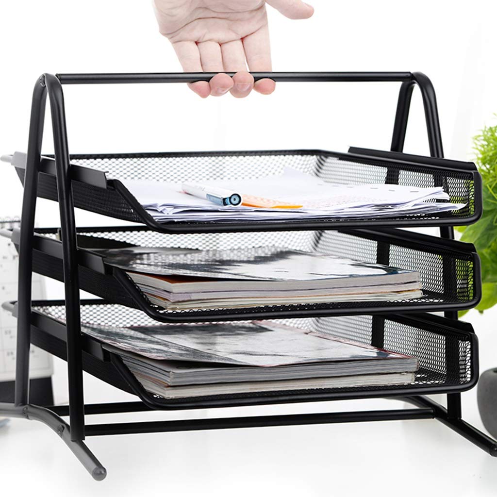 Stapelbarer Briefkorb aus Netzgewebe, Schreibtisch-Organizer, Briefkorb aus Netzgewebe, 3-stufiger Büro-Ablagekorb, stapelbarer A4-Dokumenten-/Briefpapier-Aufbewahrungsorganisator aus Drahtg