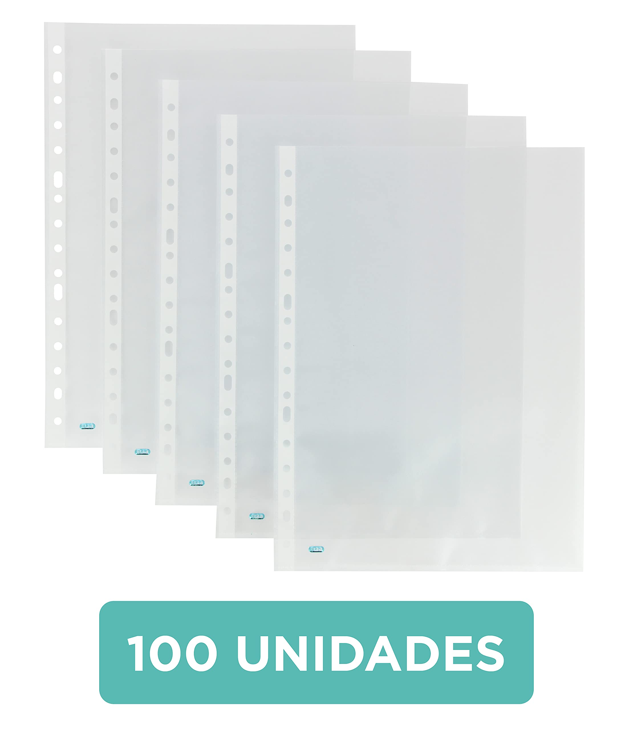 Elba, Fundas Plástico A4 Transparente, 100 Unidades, Multitaladro, Polipropileno Piel de Naranja 70μ