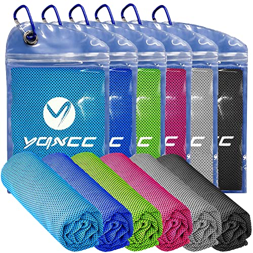 Image of YQXCC 6 Pack Cooling Towels (47 inchx12 inch), Ice Cool Towels for Neck & Face | Soft Breathable Microfiber, Instant Cooling Neck Wraps, Ideal for Yoga, Golf, Gym, Running, Camping & Hot Weather