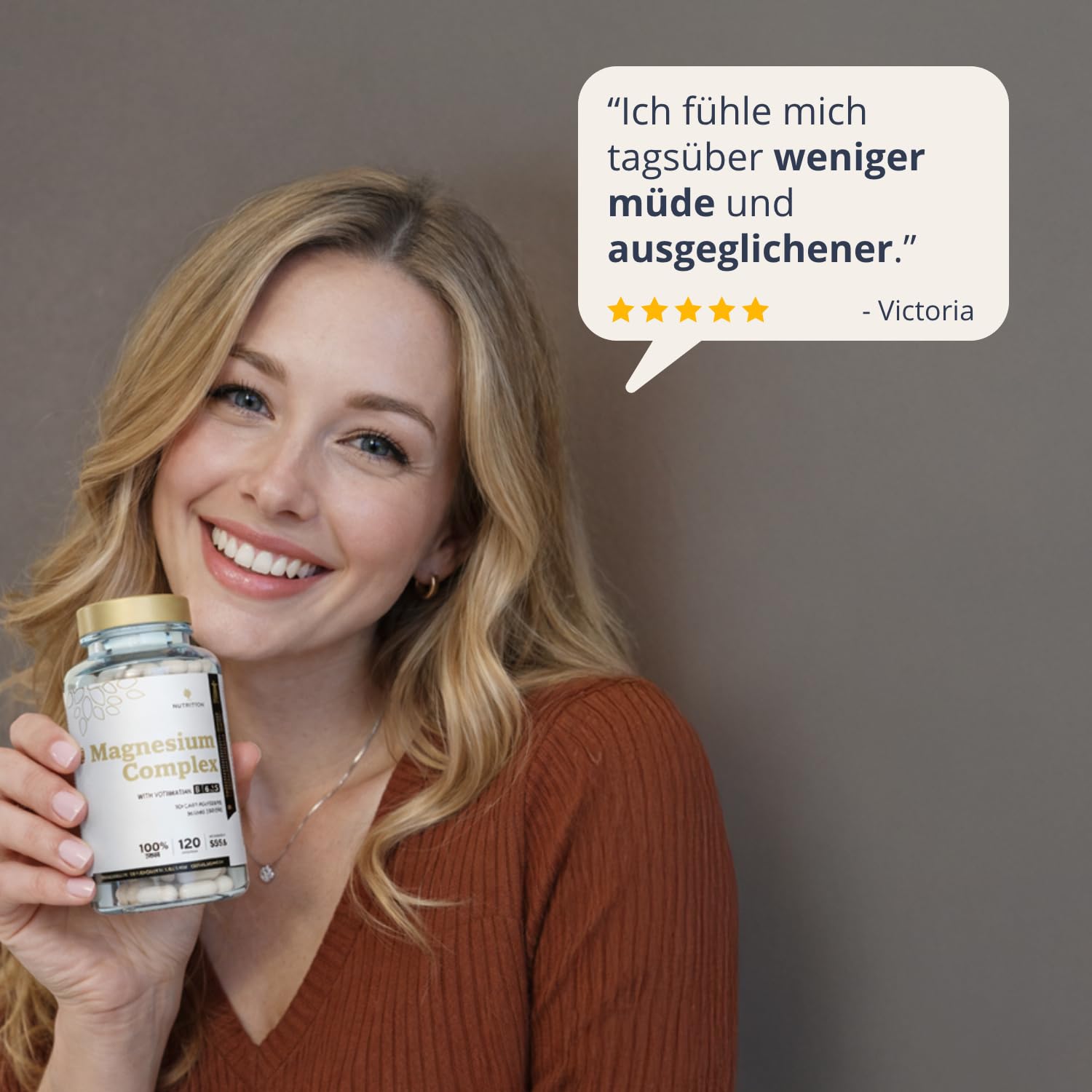 Golden Tree Magnesium Komplex Kapseln, 120 Stück | Magnesiumcitrat, -bisglycinat & -malat, Hochdosiert mit 400 mg, Mit Vitamin D3 & B6