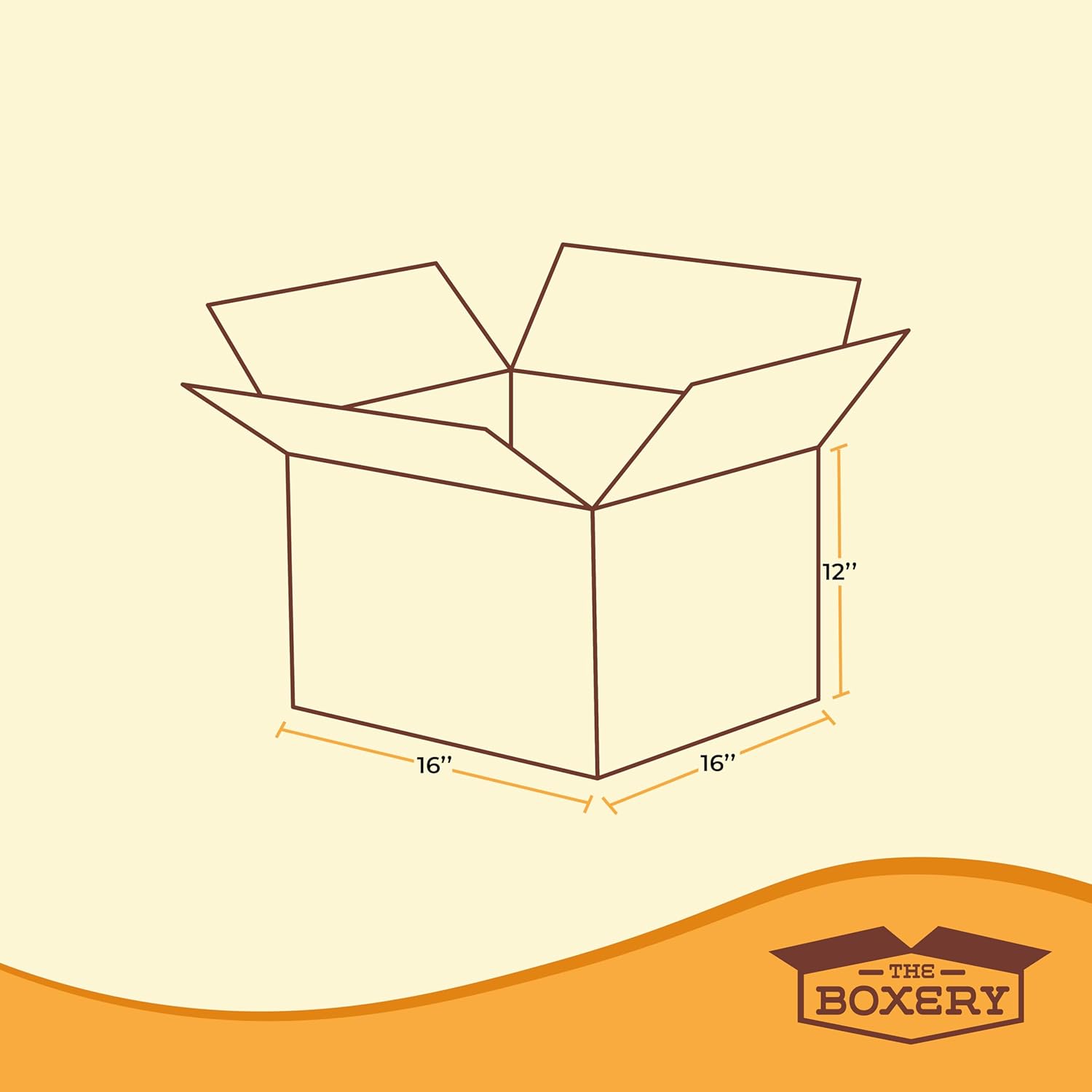The Boxery Heavy-Duty Double Wall (ECT48) - 16"x16"x12" (15-Pack) | Corrugated Boxes for Shipping, Packaging, Moving, Storage Box for Home or Business, Strong Wholesale Bulk Boxes