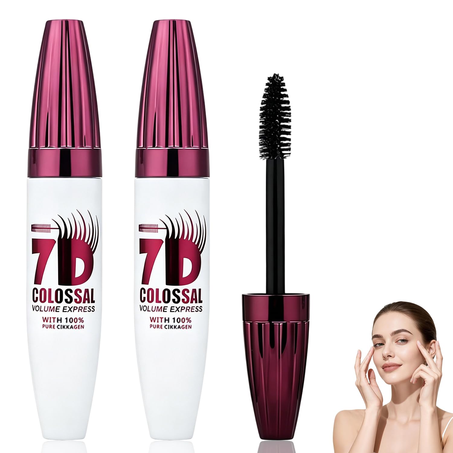 2PCS 7D Waterproof Volume Mascara, Black Lengthening Thickening Softer Fuller Lashes Mascara, 7D Colossal Mascara, Long-Lasting & Buildable Volume, Ideal for Women Eye Makeup