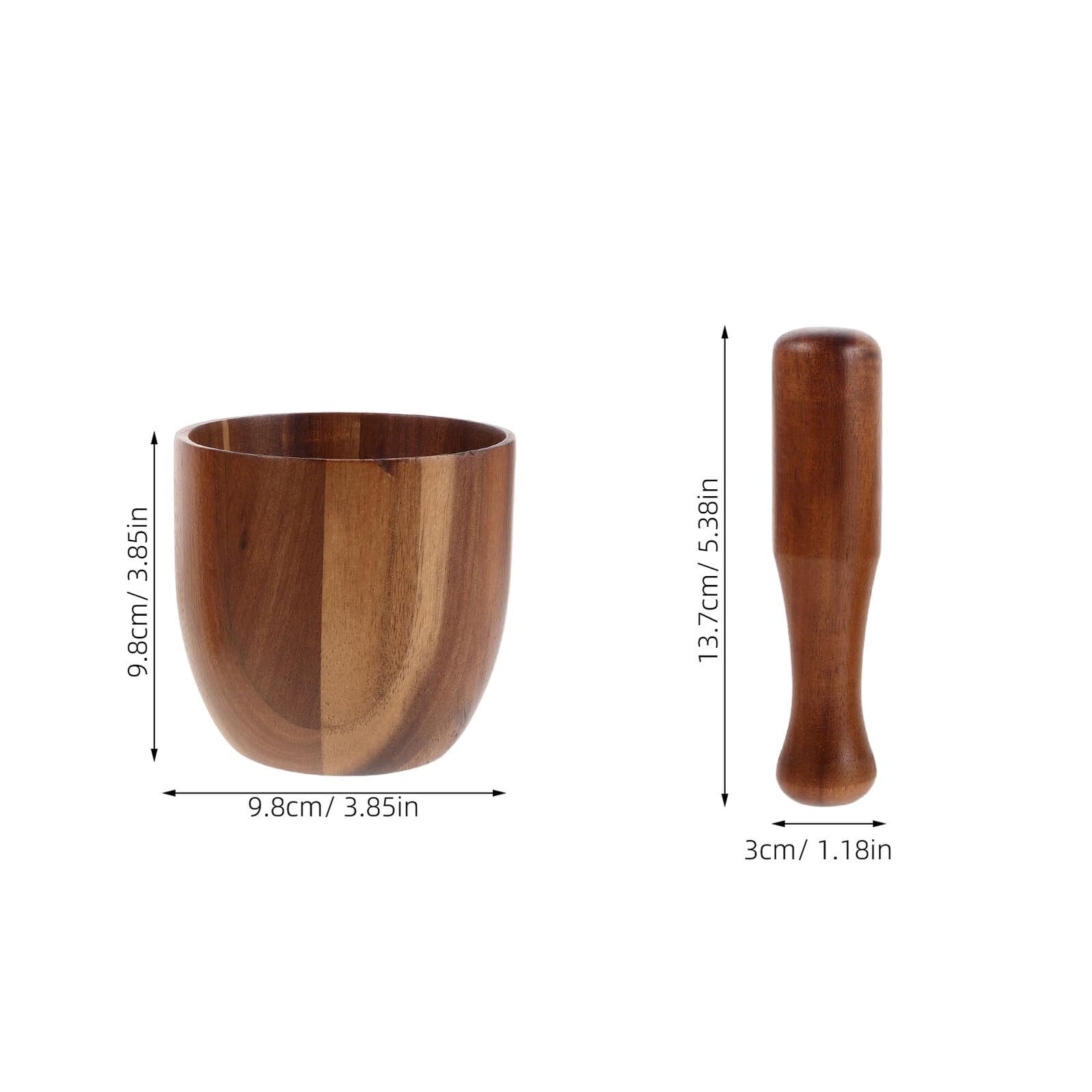 Alipis Tarro de Madera para Moler de Mortero y Mano para Especias Machacador de Madera Mortero y Mano para Moler Ajo