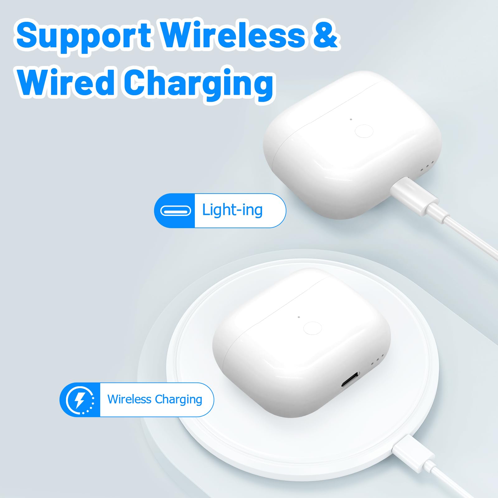 Boîtier de Recharge sans Fil AirPods 3, Remplacement avec Boutons d'appairage, Batterie 620 mAh, Port L