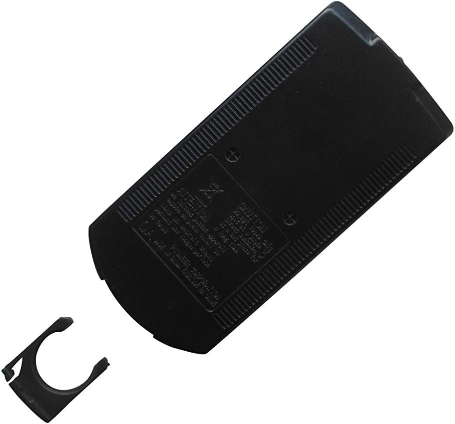 Back view of the remote control with the battery cover removed, showing the battery compartment.