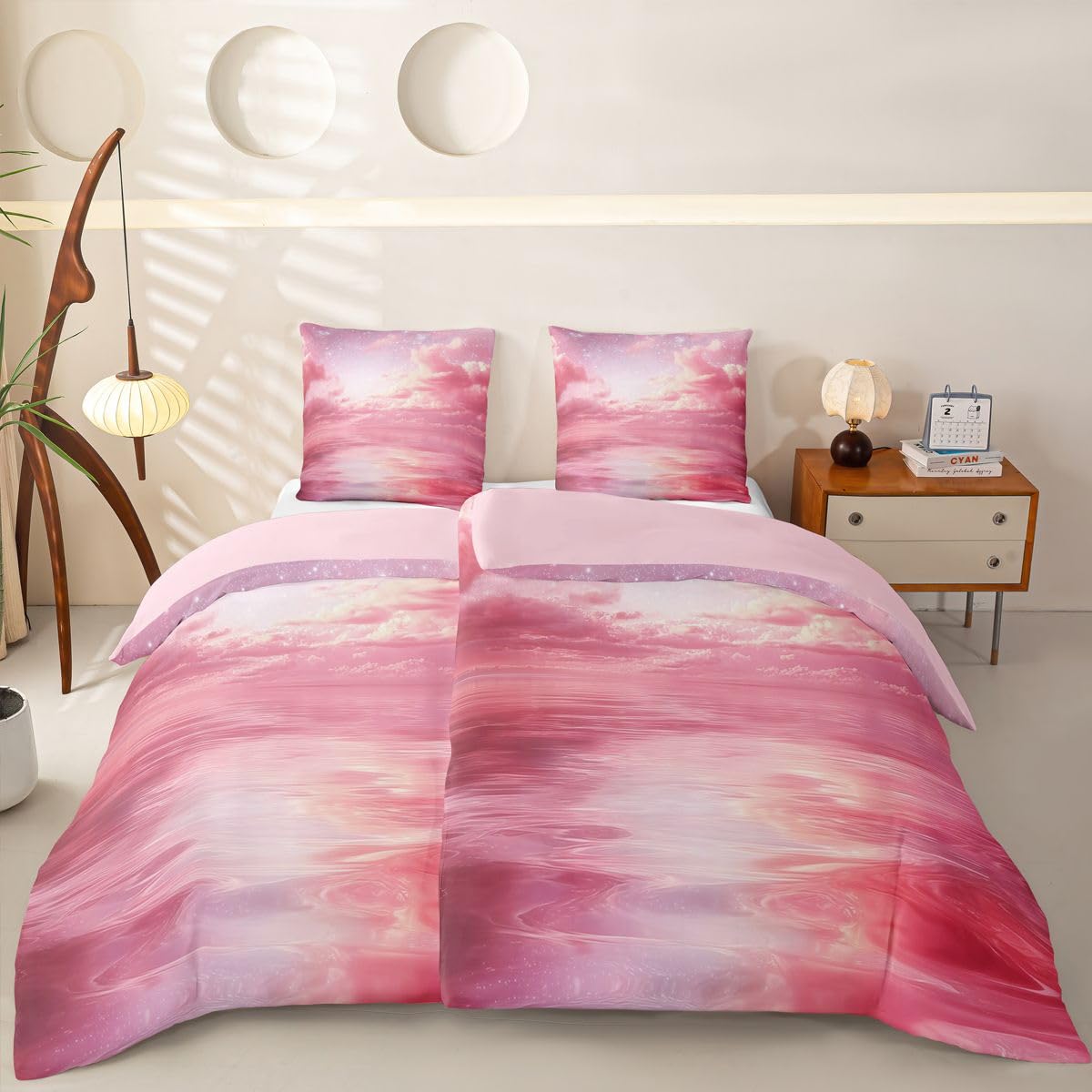 Homewish Rosa Himmel Bettwäsche Set 135x200 4teilig