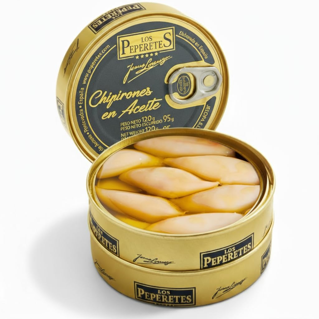 LOS PEPERETES Chipirones Tintenfische in Olivenöl 120 g | Handwerkskonserve | Zarter Tintenfisch