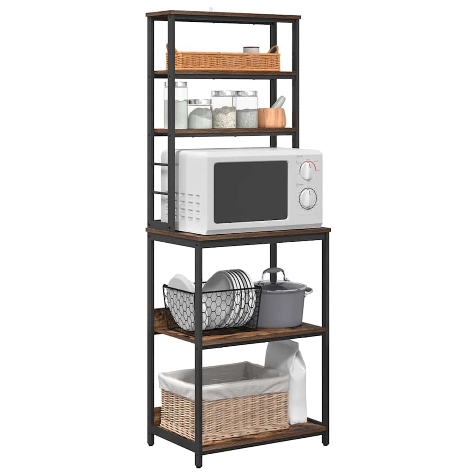 Gecheer Küchenregal industrieller Stil 60 x 40 x 168 cm Holzwerkstoff Regale stabilen Stahlrahmen rechteckige Form viel Platz für Kochutensilien und Deko-Objekte for Küchen und Essbereiche