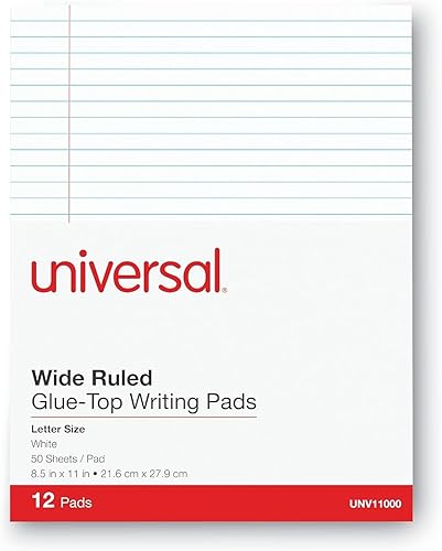 Miniatura 3 de Universal 11000 blocs de escritura con tapa de pegamento, regla legal, carta, blanco, 50 hojas por paquete (paquete de 12)