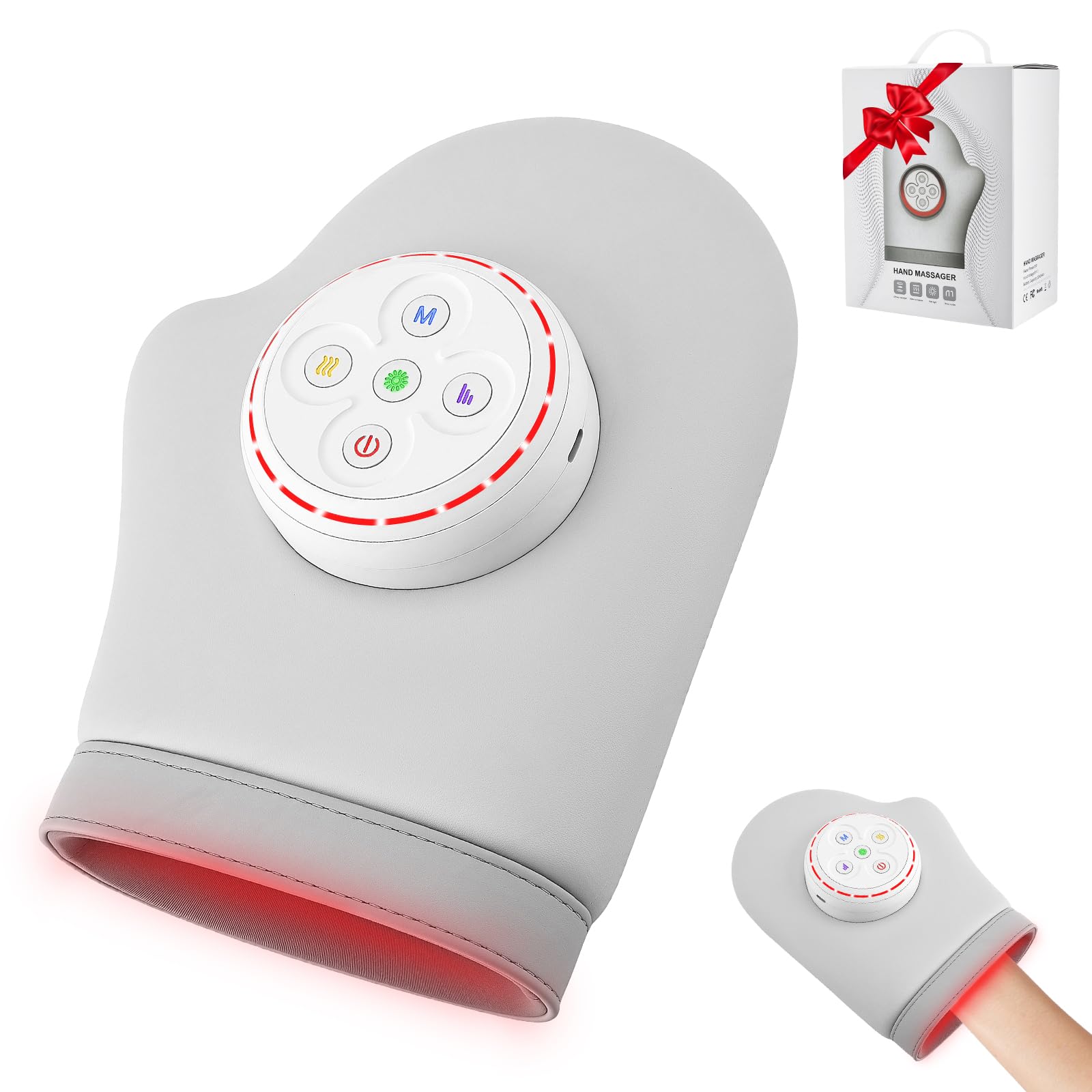 Masajeador de Manos Eléctrico con Calor y Compresión, 3 Modos 5 Niveles 3 Temperaturas, masajeador artrosis inalámbrico, Masaje para Manos, Muñecas y Dedos, Relajación Profunda, Regalo Ideal